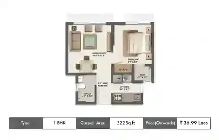 1 BHK-322 SqFt