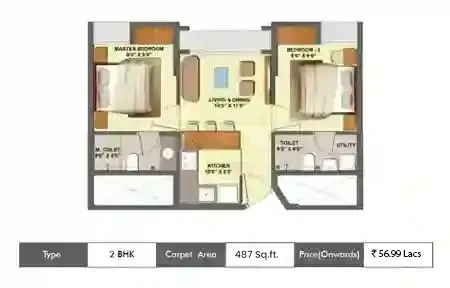 2 BHK-487 SqFt